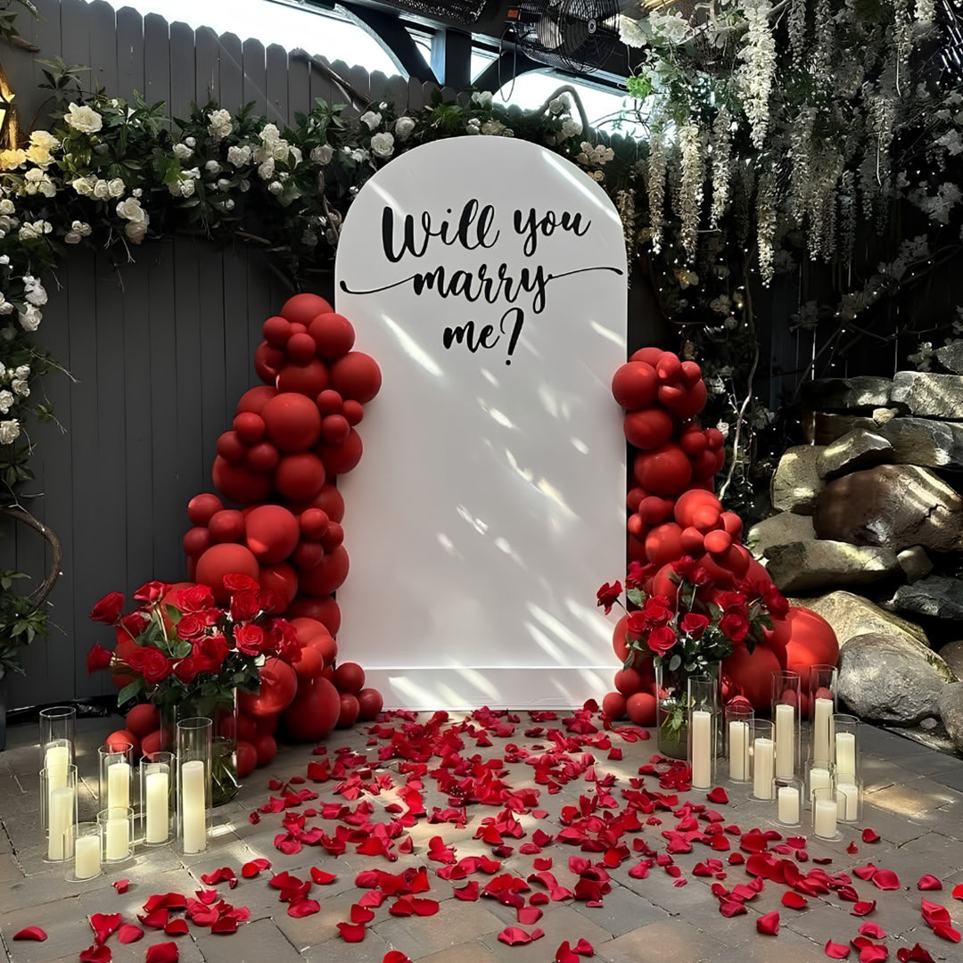 The Marry Me Arch Proposal Setup